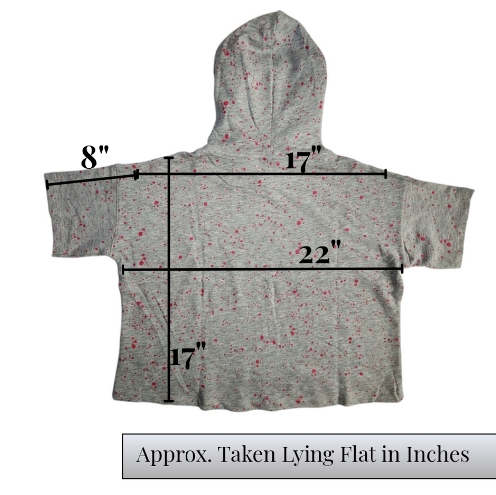 NWT Girls Crop Tops -Hoodie Gray Pink Speckled Size L Oversized Coupe Collection - Picture 9 of 9